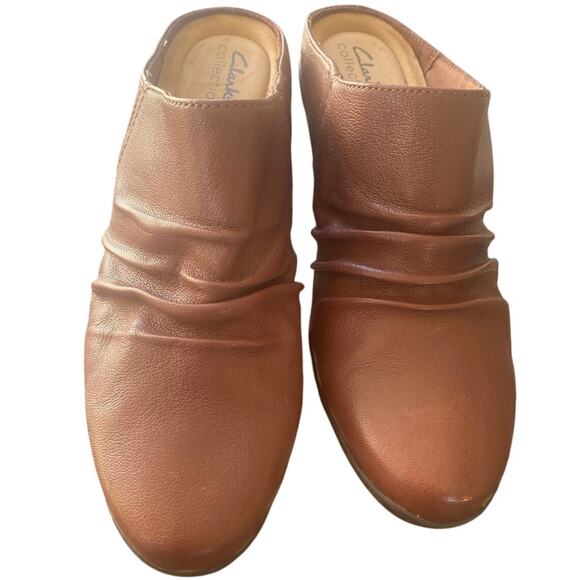 Clarks Collection Women’s Brown Leather Slip On Mules Comfort Clogs Size 10 - Picture 1 of 7